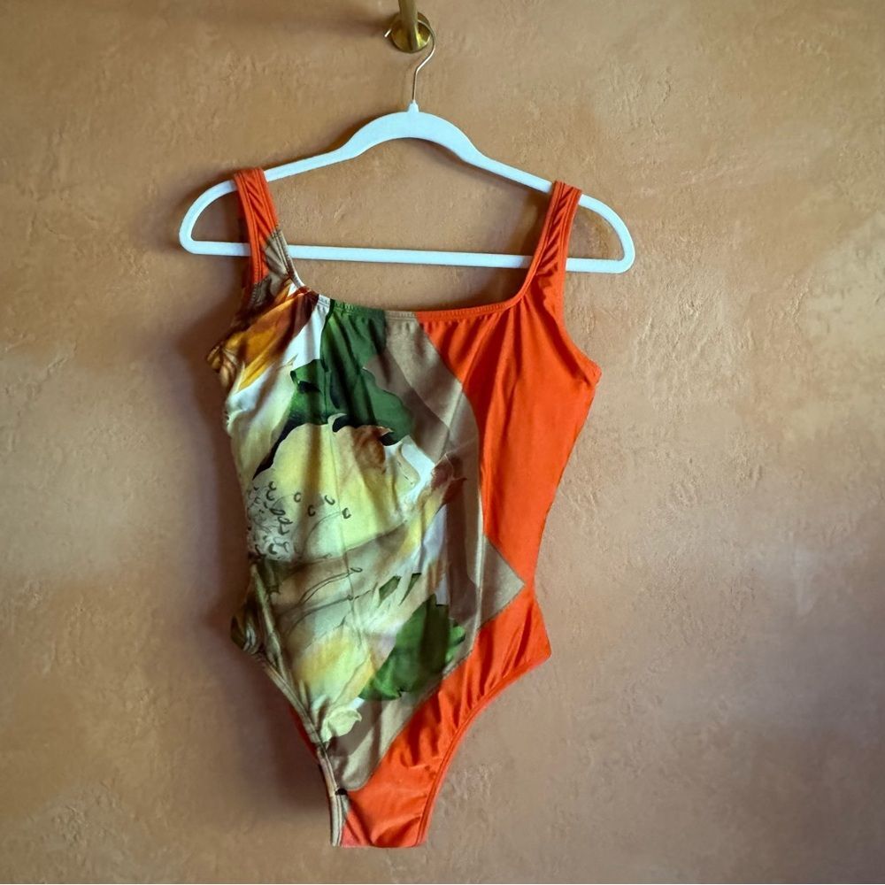 Lenny Niemeyer Floral Artistic One Piece Swimsuit Brazil Luxury Size L